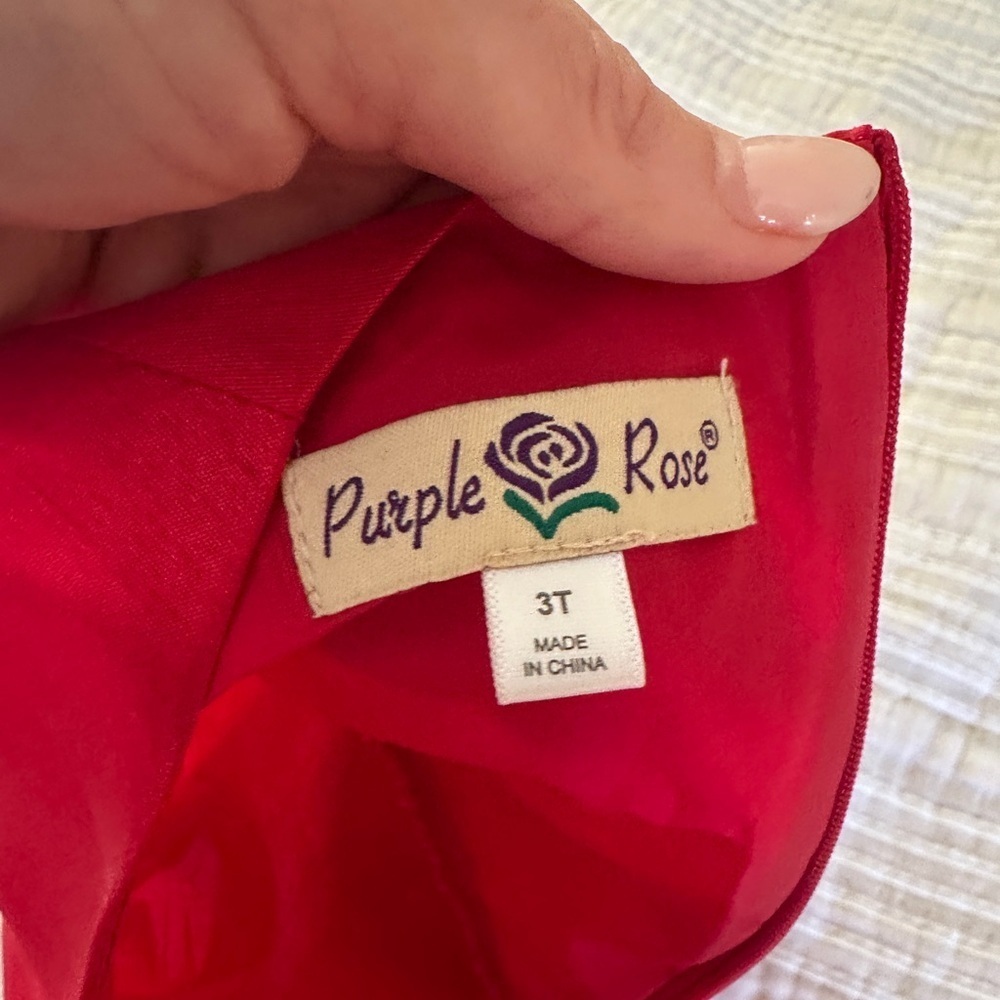 Elegant Red Girls 3T Dress with rhinestones Accent - Picture 3 of 7